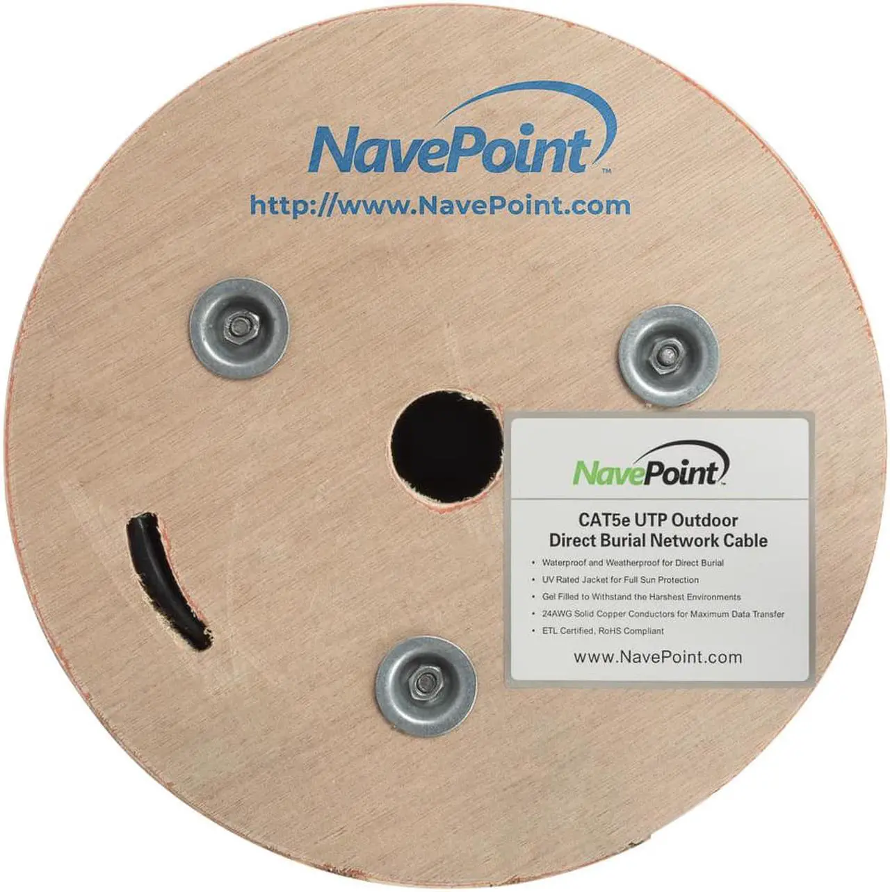 Alt view image 2 of 4 - NavePoint CAT5e UTP Outdoor Gel Filled Direct Burial LDPE Ethernet Cable 1000 FT Black