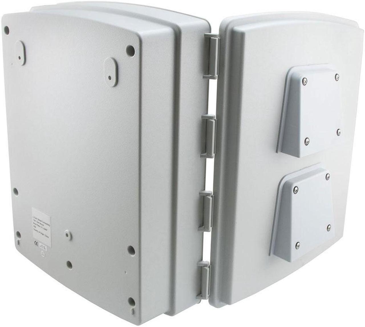 Alt view image 3 of 4 - NavePoint 14x10x04 ABS Plastic Weatherproof Indoor/Outdoor IP24 NEMA 3R Enclosure, Hook & Loop Mounting, Vent Lid 120 VAC outlets, Gray