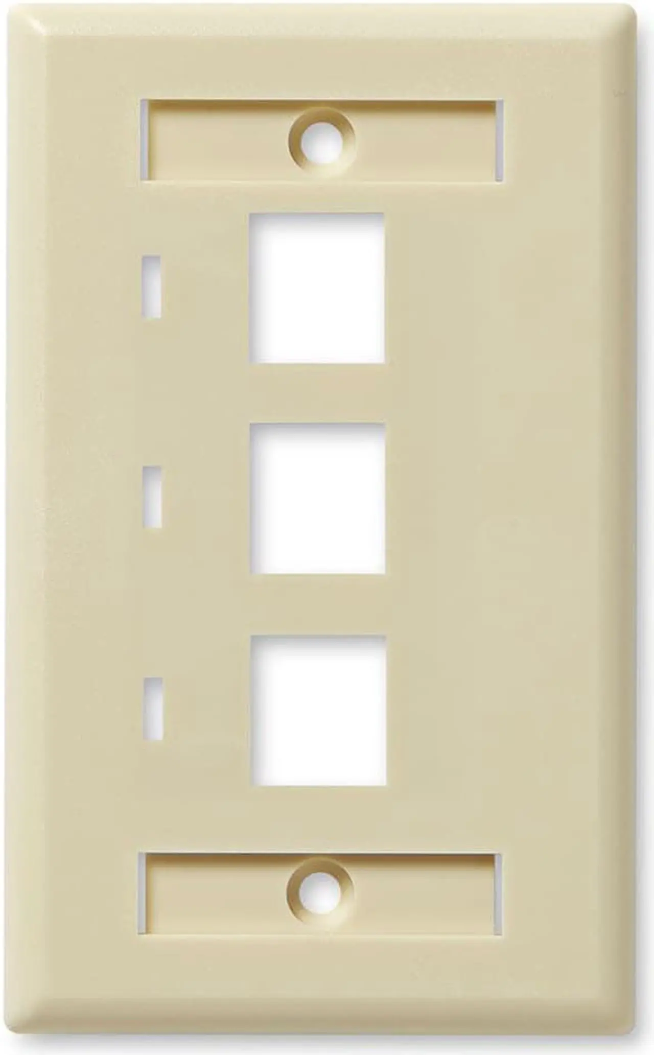 Main image of NavePoint Keystone Jack Wall Plate 3-Port, Low Profile, Single Gang, Ivory, 10-Pack
