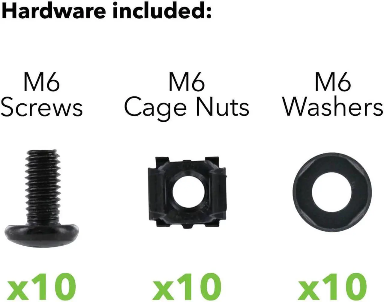 Alt view image 2 of 4 - Navepoint M6 Cage Nuts And Screws For Rack Mount Server Shelves Cabinets Set Of 10