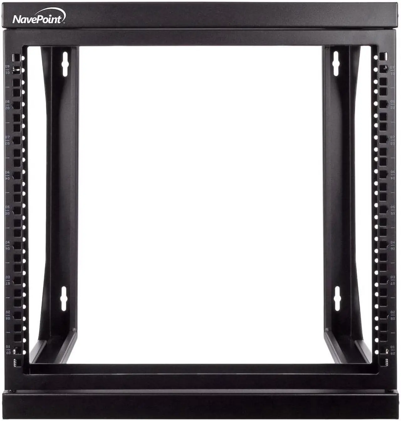 Main image of NavePoint 9U Wall Mount IT Open Frame 19" Rack with Swing Out Hinged Gate Black
