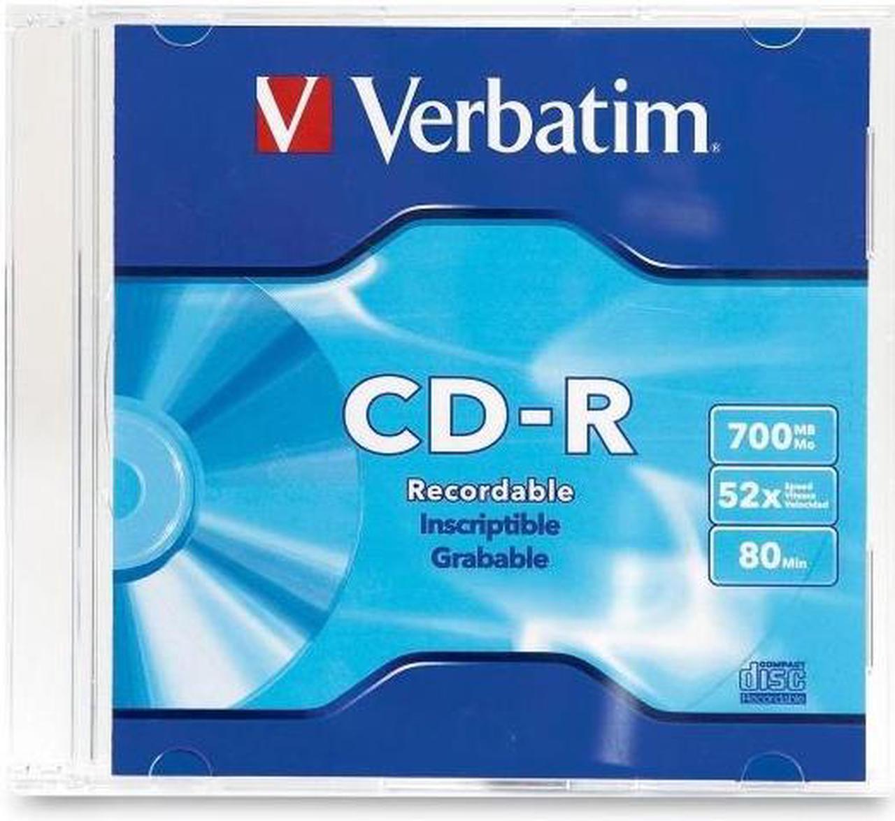 Alt view image 2 of 9 - Verbatim 700MB 52X CD-R Single Slim Jewel Case Disc Model 94776