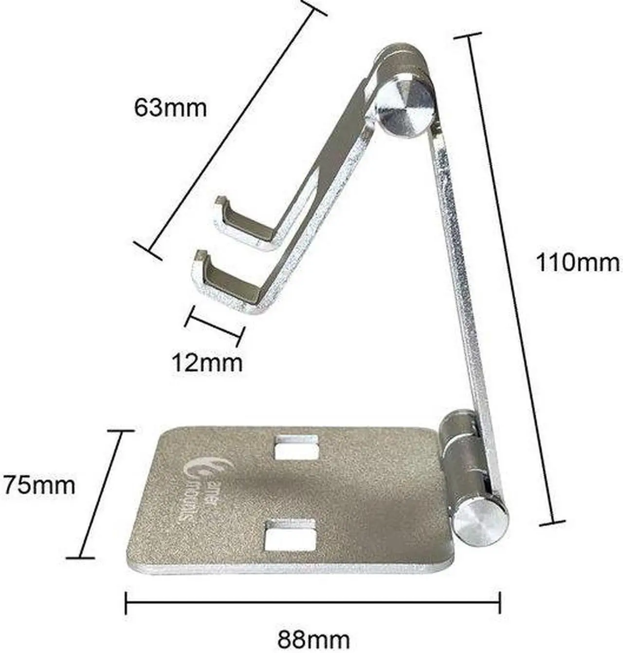 Alt view image 2 of 4 - Amer Mounts Simplicity Folding Phone Stand (Bright Aluminum)