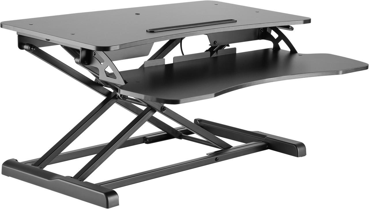 Amer Mounts EZRiser30 Height Adjustable Sit/Stand Desk Computer Riser, 30" wide with Keyboard Tray - Black Finish