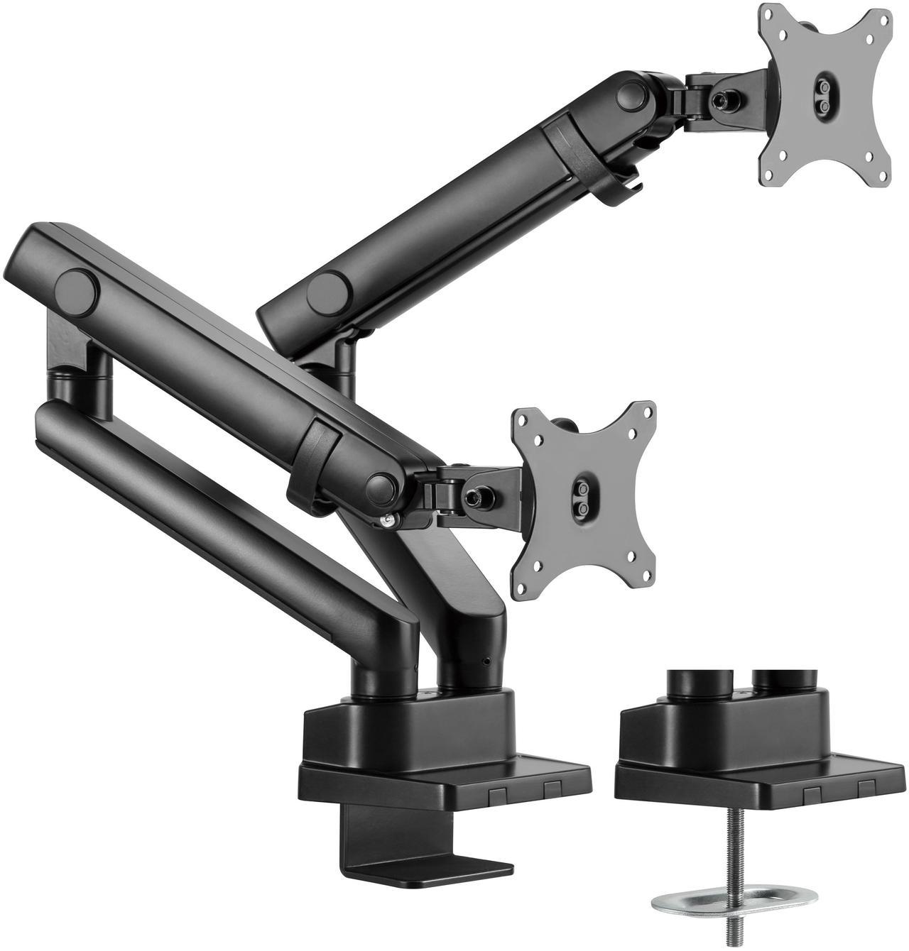 Amer Mounts Dual Articulating Spring Monitor Arm Up to 34"- Clamp and Grommet Base Included - HYDRA2B