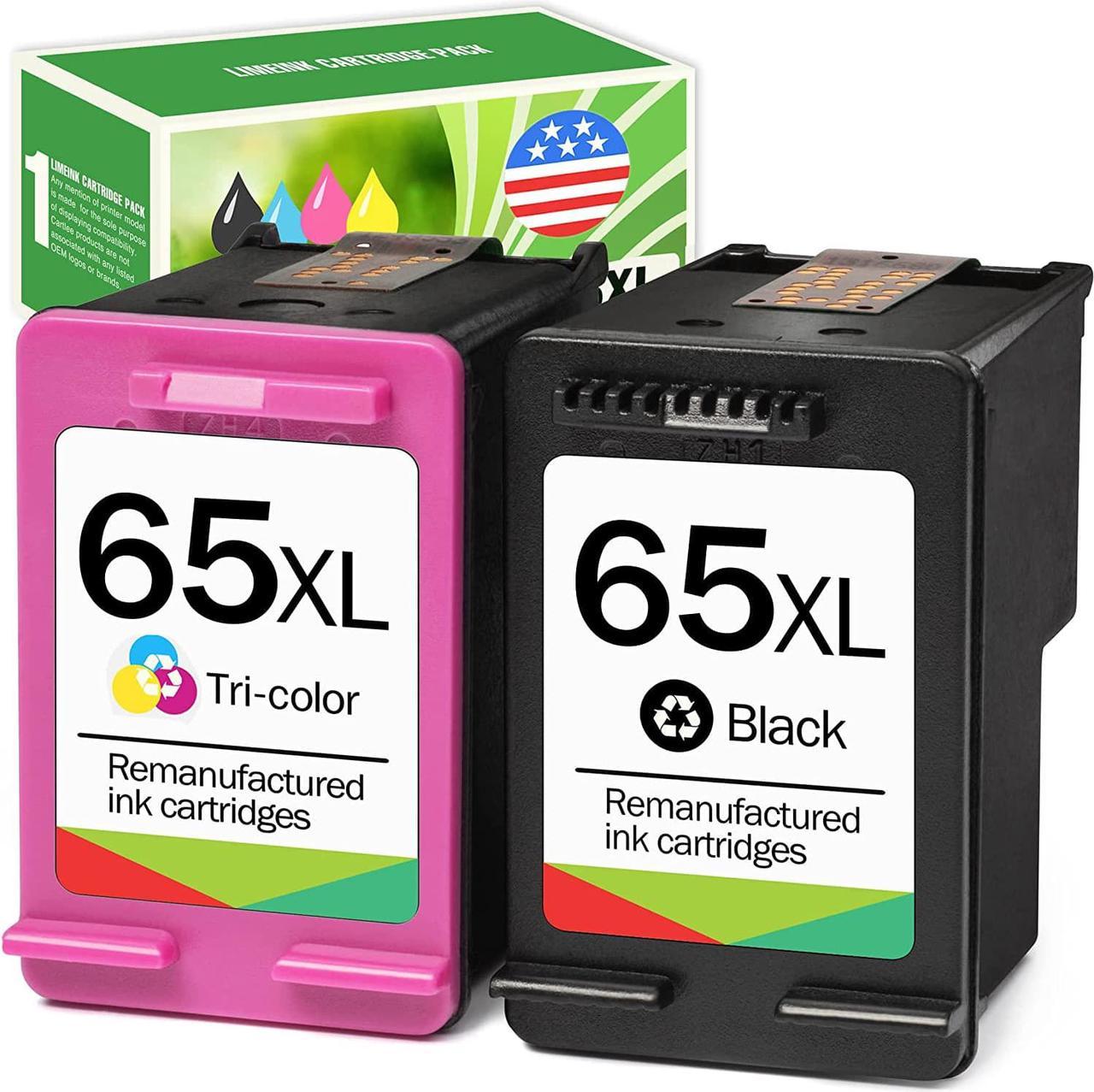 Limeink Remanufactured Ink Cartridges Replacement  Ink 65 65XL  65 Ink Cartridges Black Color Combo Pack 65 XL Ink Cartridges 65xl Ink Cartridge  Printers Deskjet 3755 3700