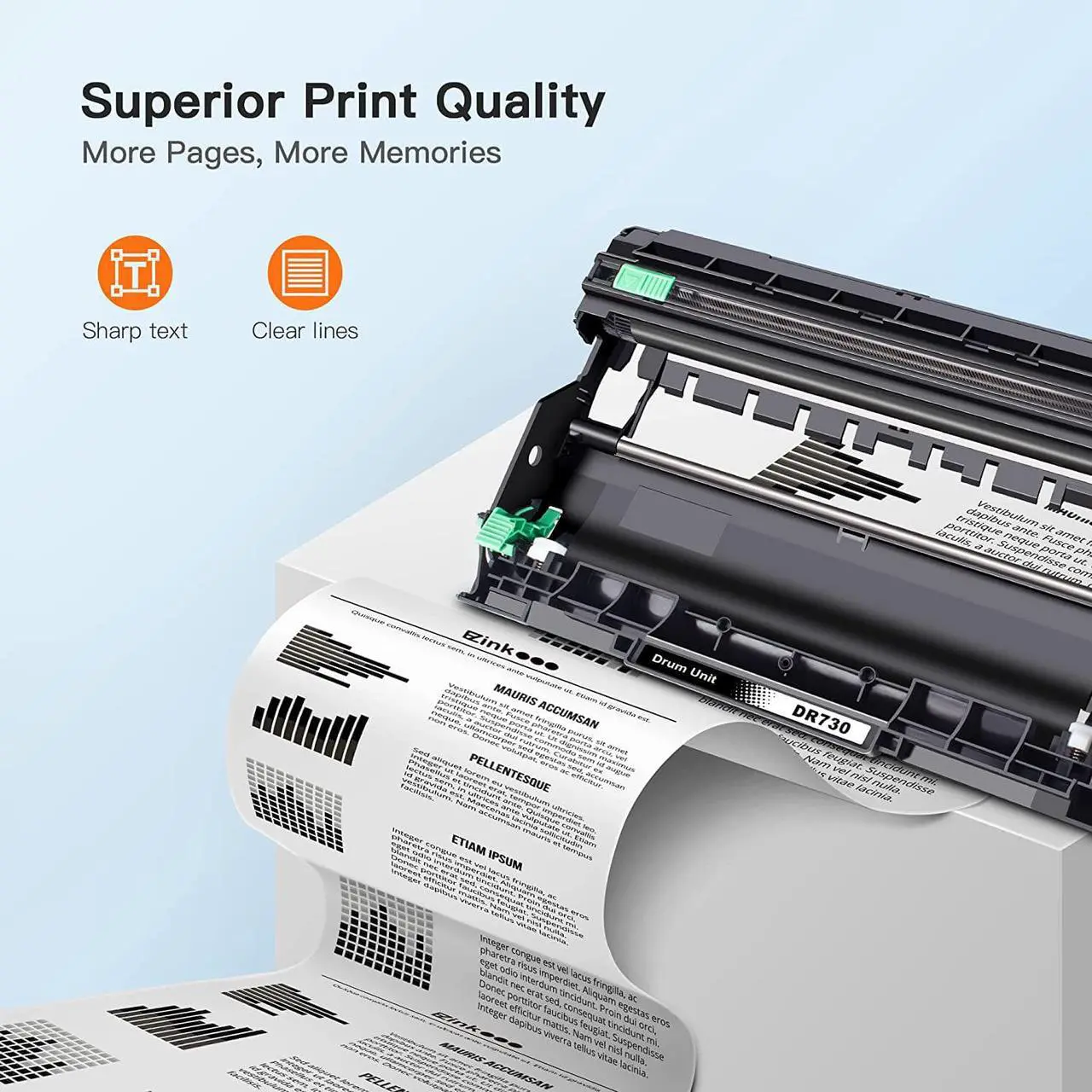 Alt view image 4 of 7 - E-Z Ink (TM Compatible DR730 Drum Unit (Not Toner) Replacement  DR 730 Compatible with HL-L2350DW HL-L2395DW HL-L2370DW HL-L2370DWXL MFC-L2750DW MFC-L2710DW DCP-L2550DW Printer (2 Drum)