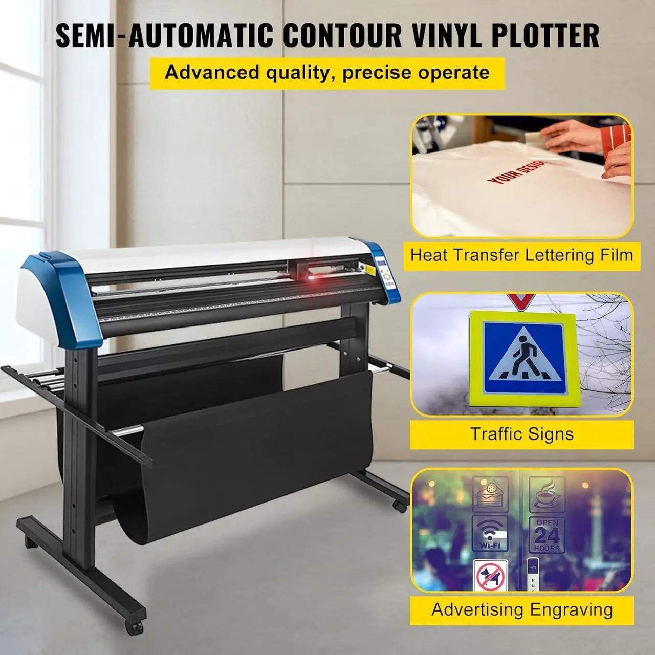 Alt view image 2 of 7 - VEVOR Vinyl Cutter 53 Inch Vinyl Cutter Machine Semi-Automatic DIY Vinyl Printer Cutter Machine Manual Positioning Sign Cutting with Floor Stand Signmaster Software