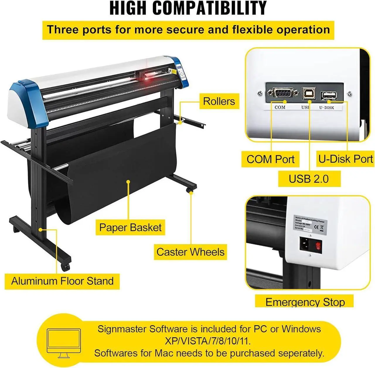 Alt view image 6 of 7 - VEVOR Vinyl Cutter 53 Inch Vinyl Cutter Machine Semi-Automatic DIY Vinyl Printer Cutter Machine Manual Positioning Sign Cutting with Floor Stand Signmaster Software