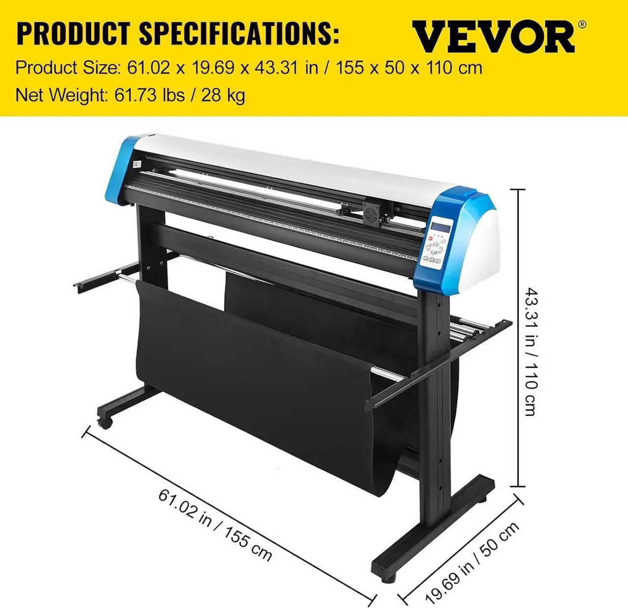 Alt view image 7 of 7 - VEVOR Vinyl Cutter 53 Inch Vinyl Cutter Machine Semi-Automatic DIY Vinyl Printer Cutter Machine Manual Positioning Sign Cutting with Floor Stand Signmaster Software