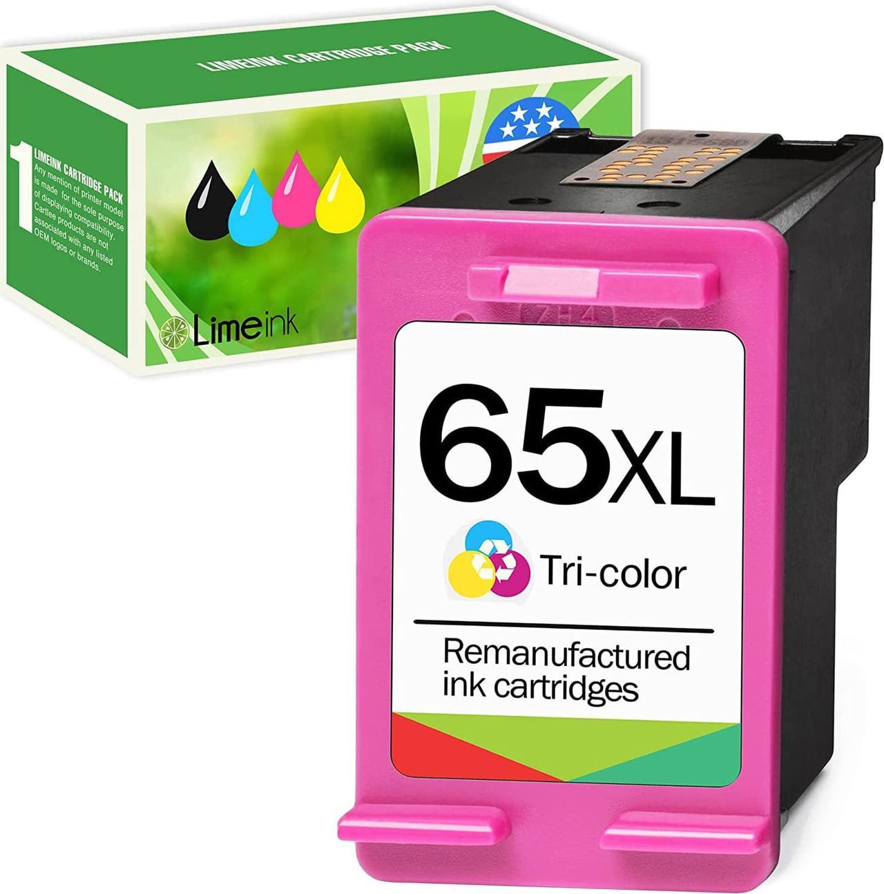 Limeink Remanufactured Ink Cartridge Replacement for 65XL 65 XL High Yield  DeskJet 2600 2622 2652 2655 3700 3720 3722 3752 3755 Envy 5000 5052 5055 Printer AMP 100 (Color)