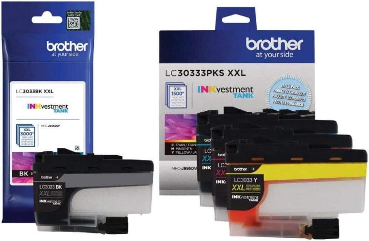 Brother Genuine LC3033BK, LC30333PKS Super High Yield Black/Cyan/Magenta/Yellow Ink Cartridge Set, LC3033