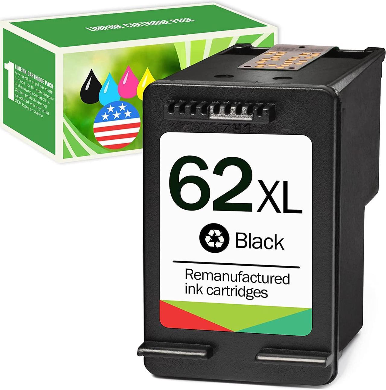 Limeink Remanufactured Ink Cartridge Replacement  62xl Ink Cartridges Black  Ink 62 XL  Ink Cartridge  Envy 7640 Printer  Ink 62xl Black