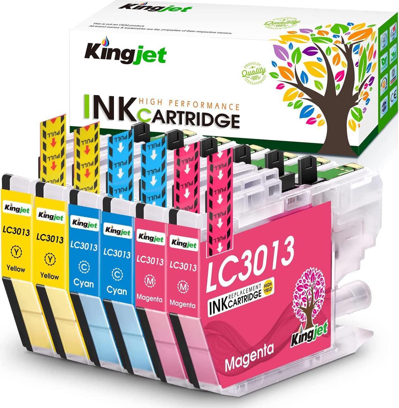 Kingjet Compatible Ink Cartridge Replacement for Brother LC3013 / LC3011 Use with MFC-J487DW MFC-J491DW MFC-J497DW MFC-J690DW MFC-J895DW Inkjet Printers, 6 Pack(2Cyan 2Magenta 2Yellow)