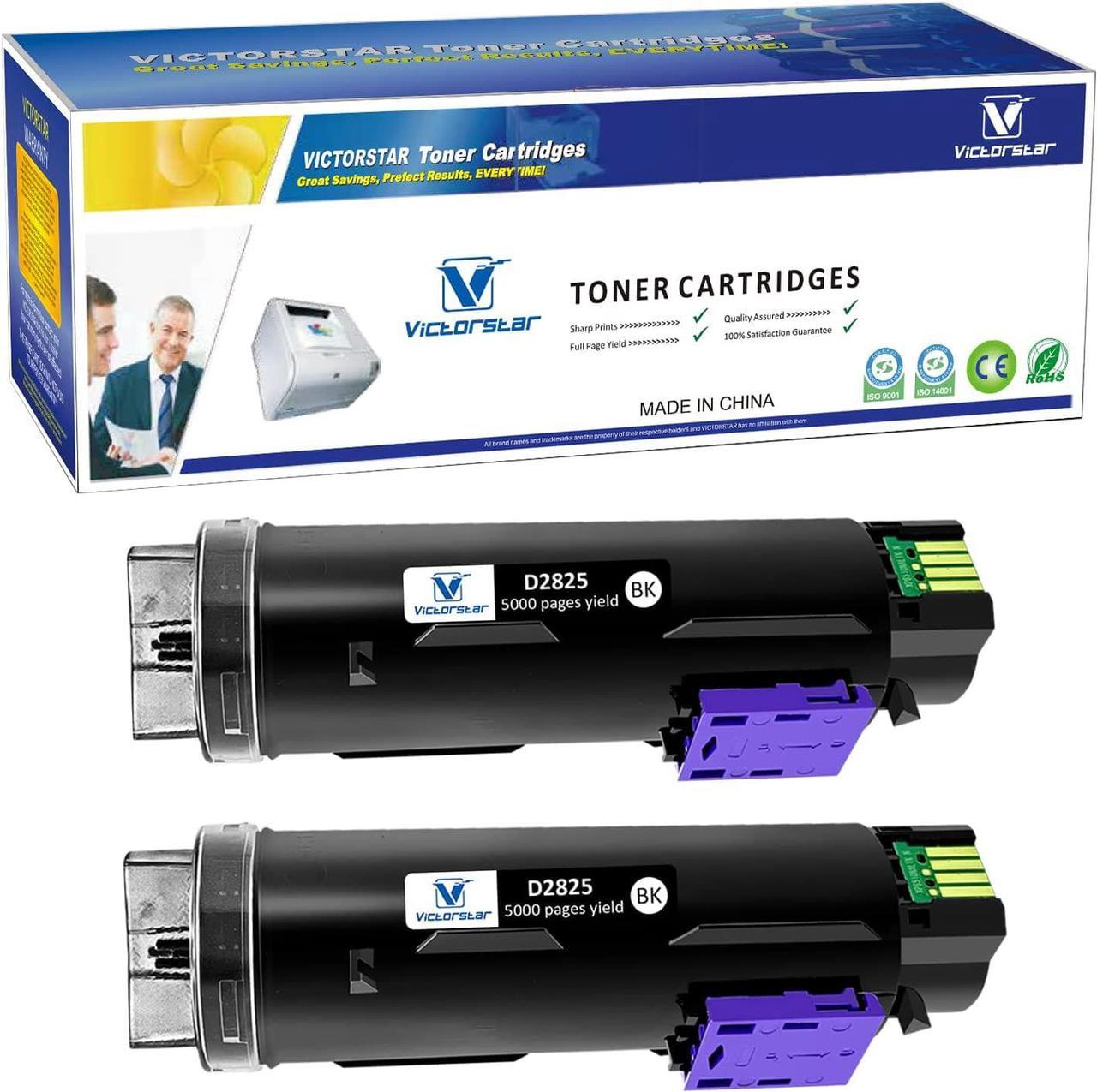 2 Blacks Compatible Toner Cartridges S2825cdn H625cdw H825cdw The Highest Volume Yield 5000 Pages VICTORSTAR for Dell Color Laser Printers H625cdw H825cdw S2825cdn (2 Black)