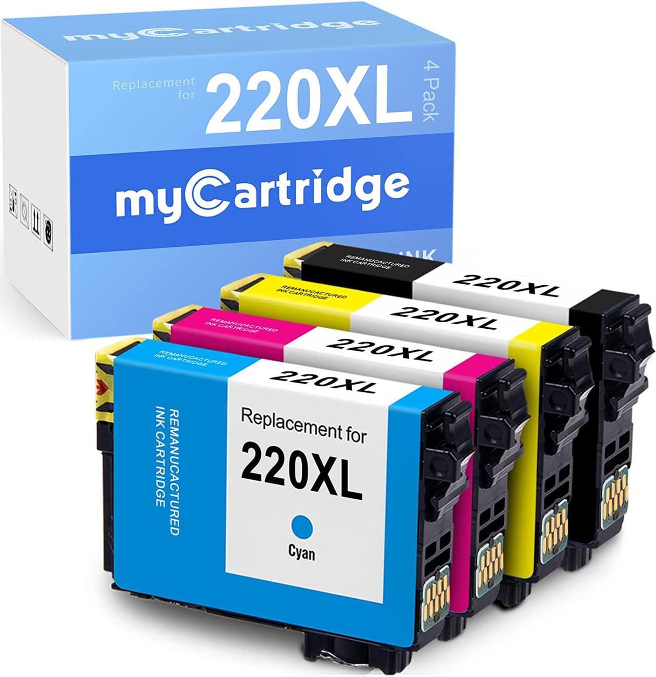 myCartridge Remanufactured Ink Cartridge Replacement for Epson 220 220XL 220 X-Large T220 Work with WF-2630 WF-2650 WF-2750 WF-2760 XP-320 XP-420 (Black, Cyan, Magenta, Yellow, 4-Pack)