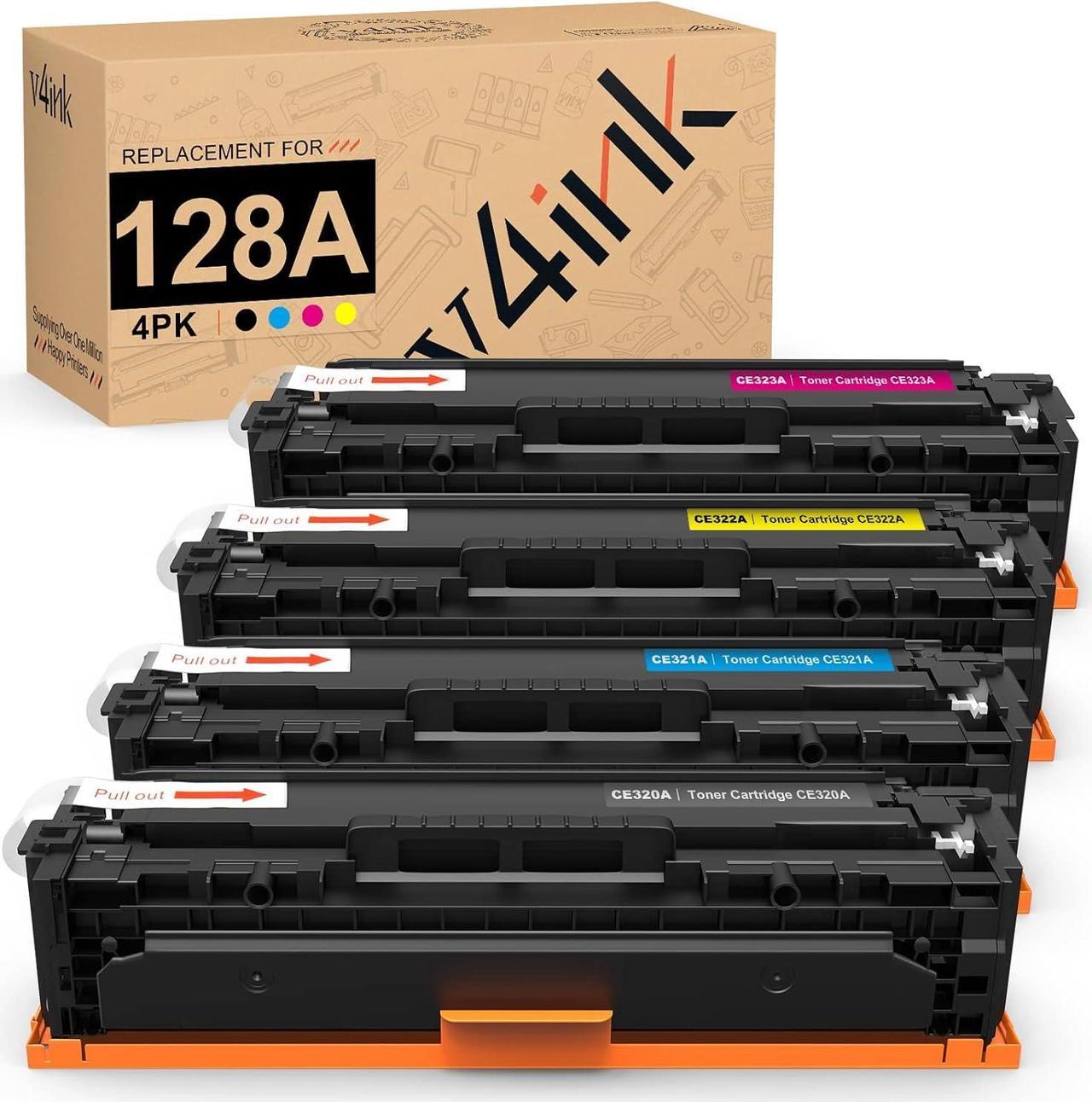 v4ink Remanufactured Toner Cartridge Replacement for HP 128A HP CE320A CE321A CE322A CE323A Canon 116 for use with HP Color Laserjet CP1525n CP1525nw CM1415fn CM1415fnw,Canon MF8080cw Printer,4 Pack