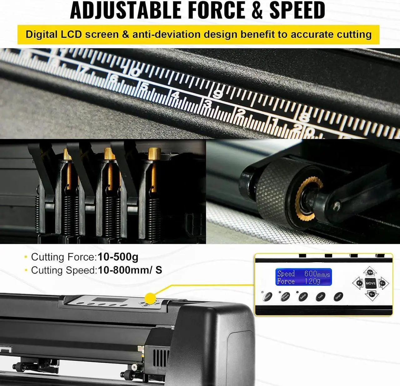Alt view image 4 of 7 - Vevor Vinyl Cutter Machine 53 Inch Vinyl Cutter 1350mm Plotter Cutter LCD Display Vinyl Plotter Cutter Machine Signmaster Software Sign Making Machine with Stand PC ONLY : Office Products