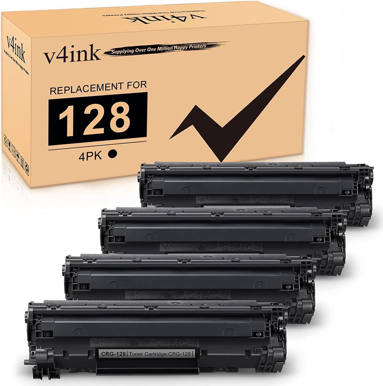 V4INK 4 Pack Compatible Canon 128 Toner CE278A 78A Toner Cartridge for Canon imageclass D550 D520 MF4770n MF4570dw FaxPhone L100 L190, MF4770N MF4450, Laserjet P1606dn P1566 P1560 M1536dnf