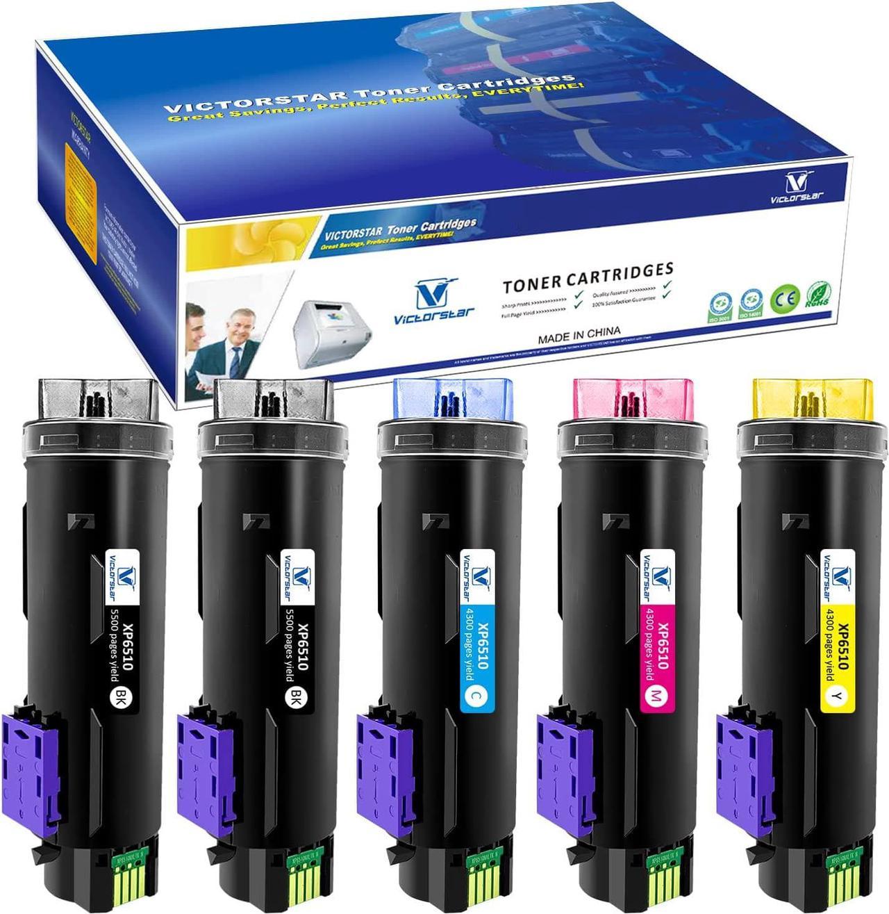 5 Packs Compatible Toner Cartridges 6510 6515Extra High Yield 5500 BK & 4300 Pages CMY VICTORSTAR for Xerox Phaser 6510 6510n 6510dn 6510dni 6510dnm WorkCentre 6515 6515n 6515dn 6515dni 6515dnm