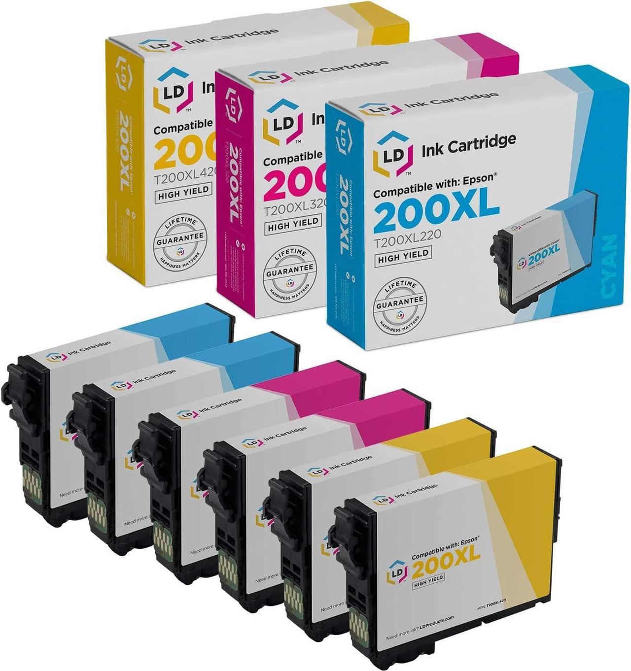 LD Remanufactured Epson 200 / 200XL / T200XL Set of 6 HY Ink Cartridges (2 Cyan, 2 Magenta, 2 Yellow) for ...