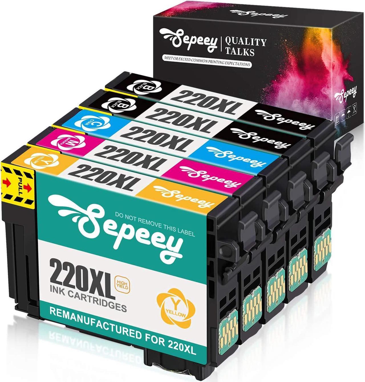 Sepeey Remanufactured Ink Cartridge Replacement for Epson 220 220XL 220 XL T220, Use with Epson WF-2760 WF-2750 WF-2630 WF-2650 WF-2660 Expression Home XP-420 XP-320 XP-424 Printer, 5 Packs