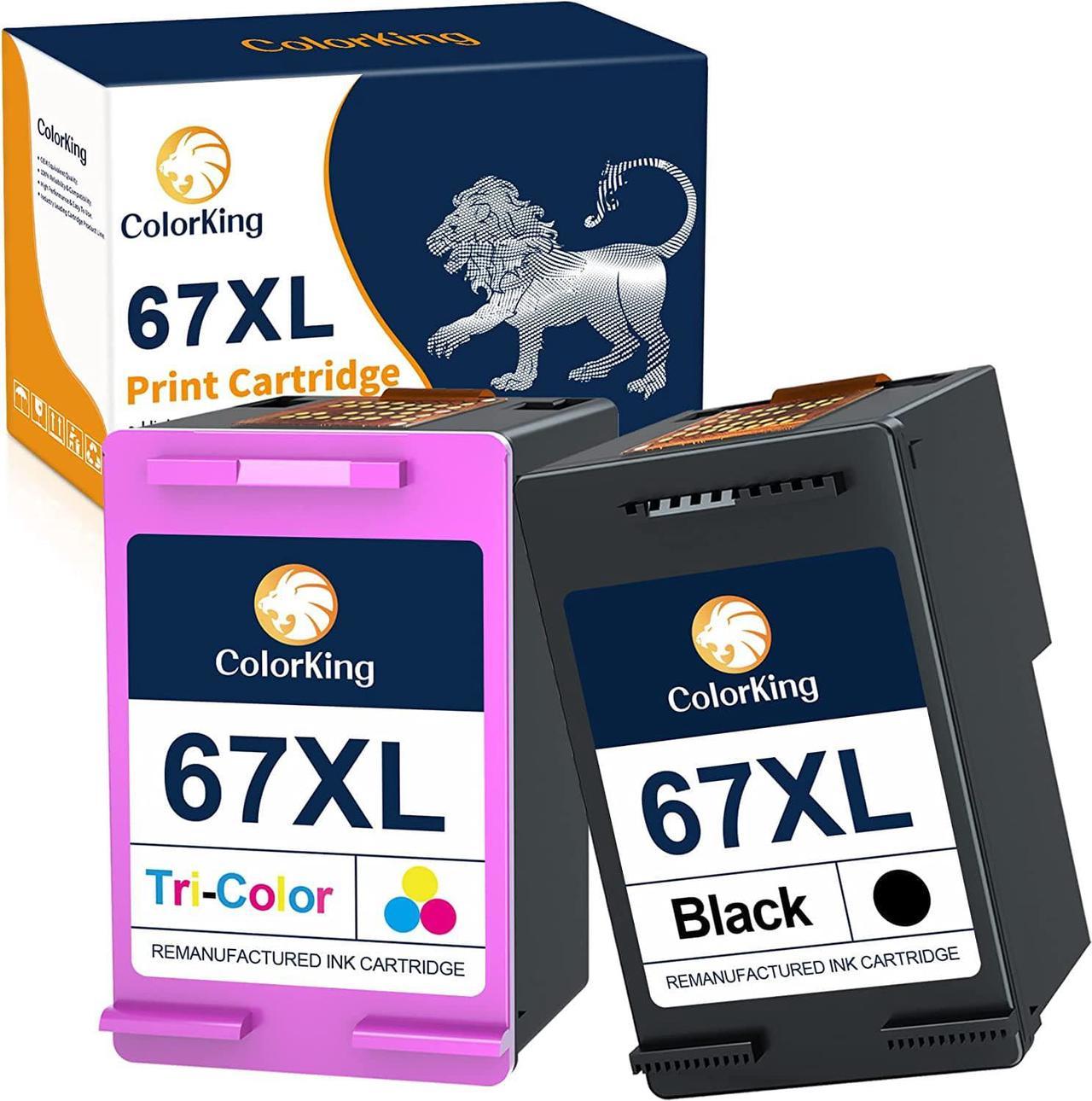 Colorking Remanufactured Ink Cartridge Replacement  67XL 67 XL  Envy 6055 6055e 6075 Deskjet 2755 2755e 2752 Deskjet Plus 4155 4155e 4158 Envy Pro 6455 6452 Printer (1 Black, 1 Tri-Color)