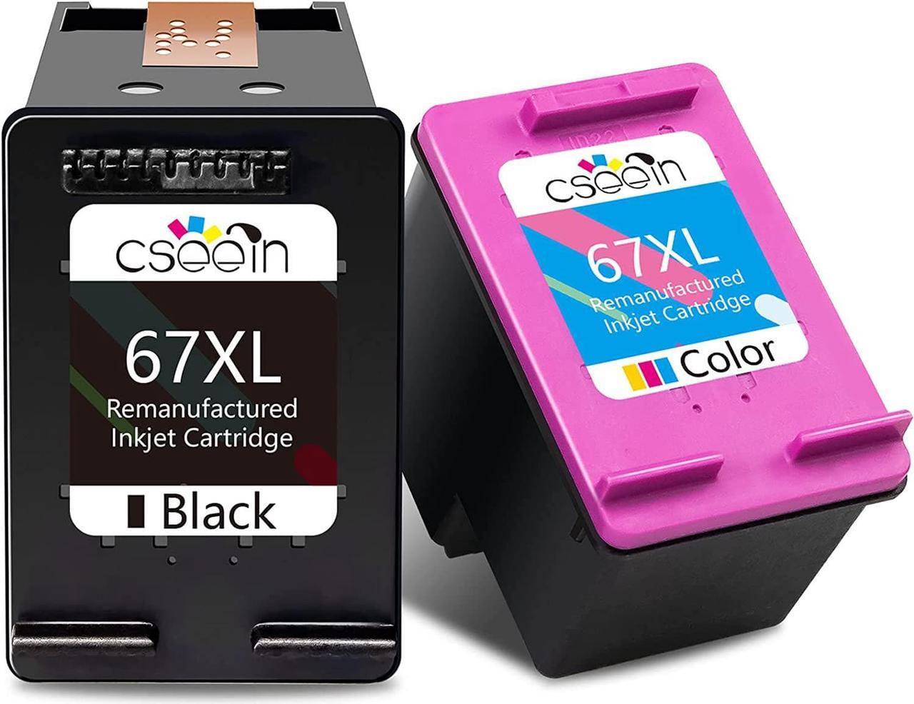 Cseein Remanufactured Ink Cartridges  67 HP Ink 67XL Color and Black, High-Yield Printer Ink Replacement  Envy 6052 6055 6058 6075 Pro 6452 6455 6458 Deskjet Plus 1255 2732