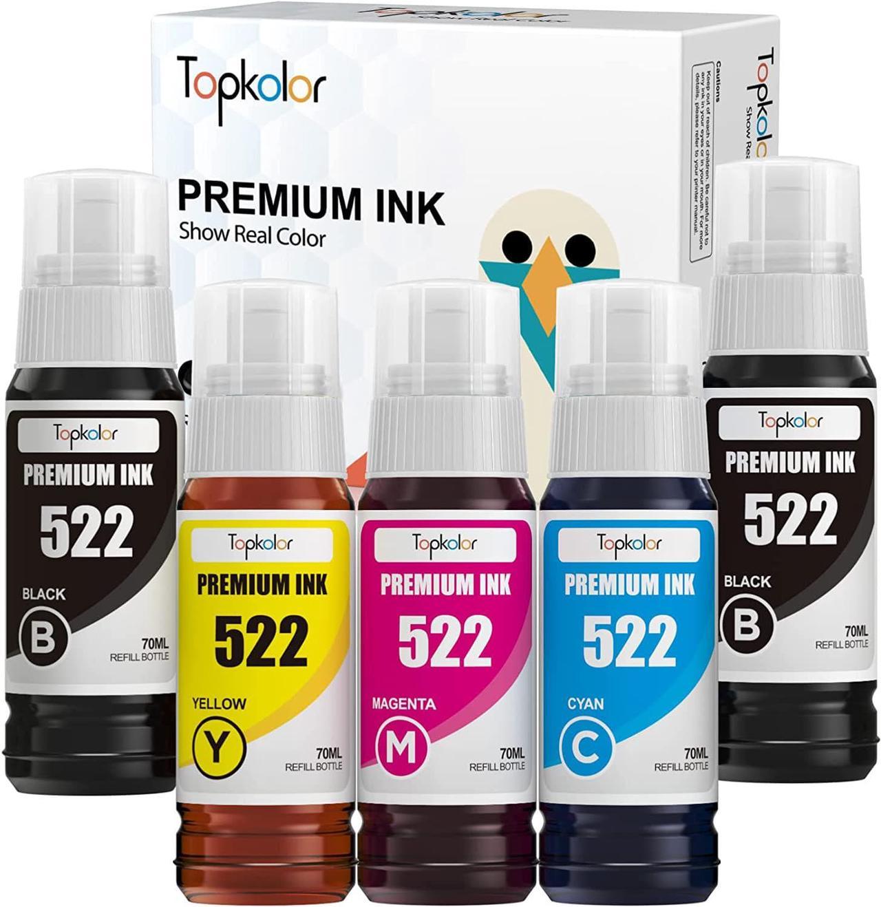 522 High Capacity Refill Ink Bottle Replacement for Epson Compatible T522 522 Ink Refill Bottles (5 Bottles) Use for EcoTank ET-2803 ET-2800 ET-2720 ET-4800 Printer (Not Sublimation Ink)