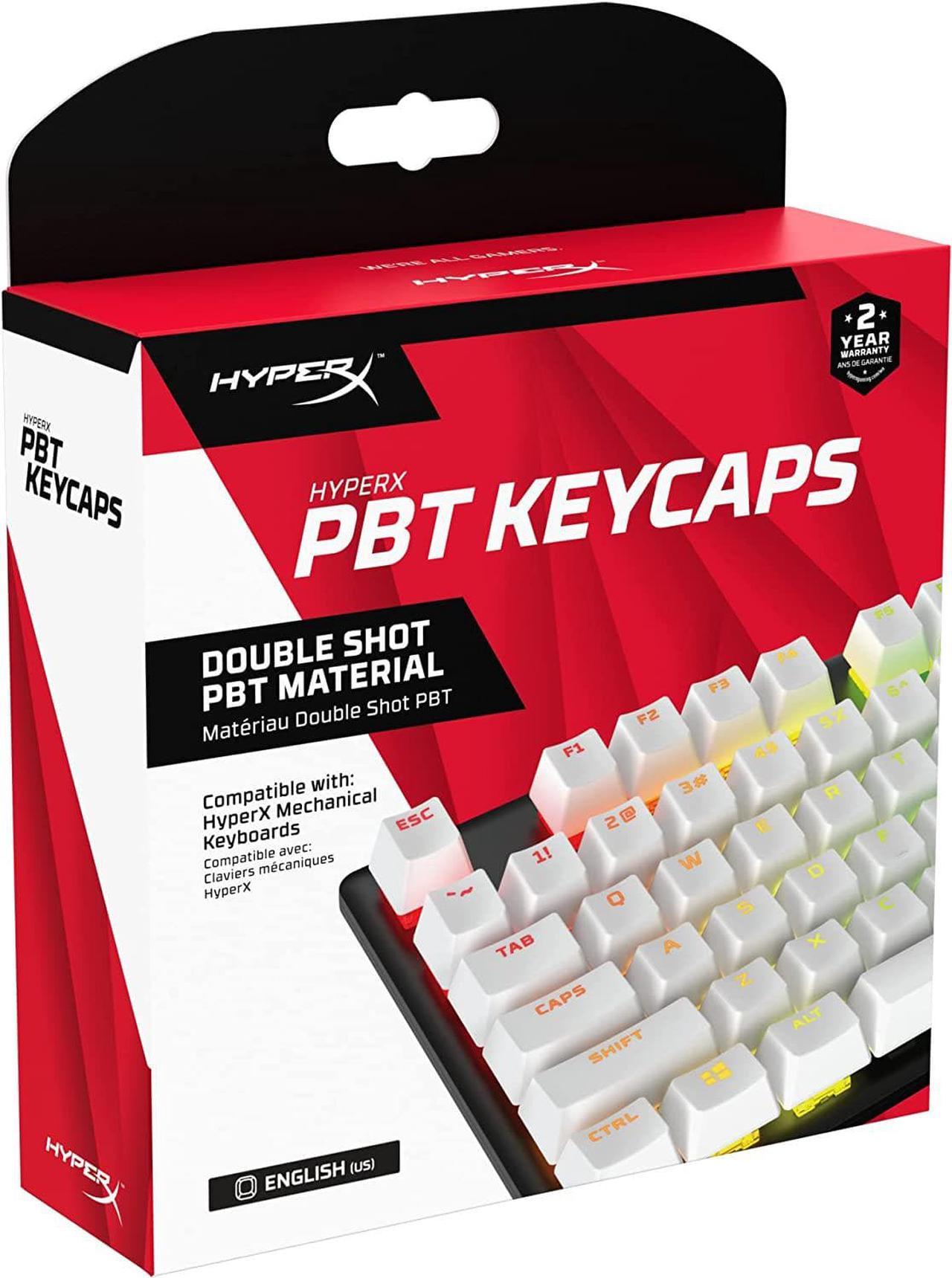 HyperX PBT Keycaps  Full Key Set, Double Shot PBT Material, English (US) Layout, 104 Keys  White