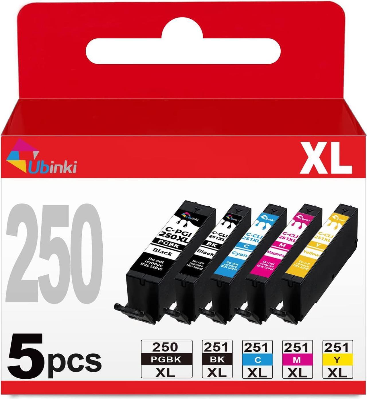 PGI-250XL CLI-251XL Ink Cartridge 5 Value Combo Pack Compatible Canon 250XL 251XL PGI250 CLI251 XL for PIXMA MX922 IP7220 MG5520 MG7520 IX6820 MG5420 IP8720 MG6320 Printer(PGBK Bk Cyan Magenta Yellow)