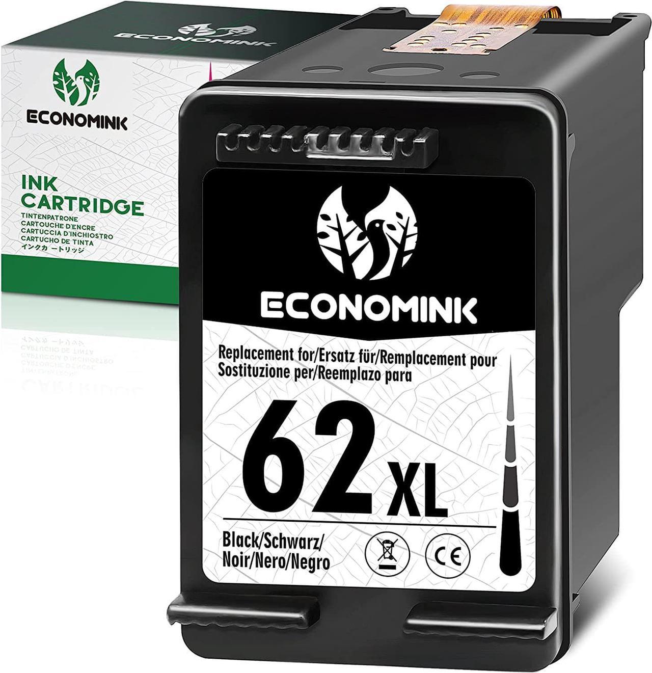 Economink Remanufactured 62 Black Ink Cartridge Replacement  62XL High Yield to use with Envy 7640 5660 5540 7645 7644 5643 5640 5661 5642 7643 OfficeJet 250 200 5741 5740 5745 (1 Pack)