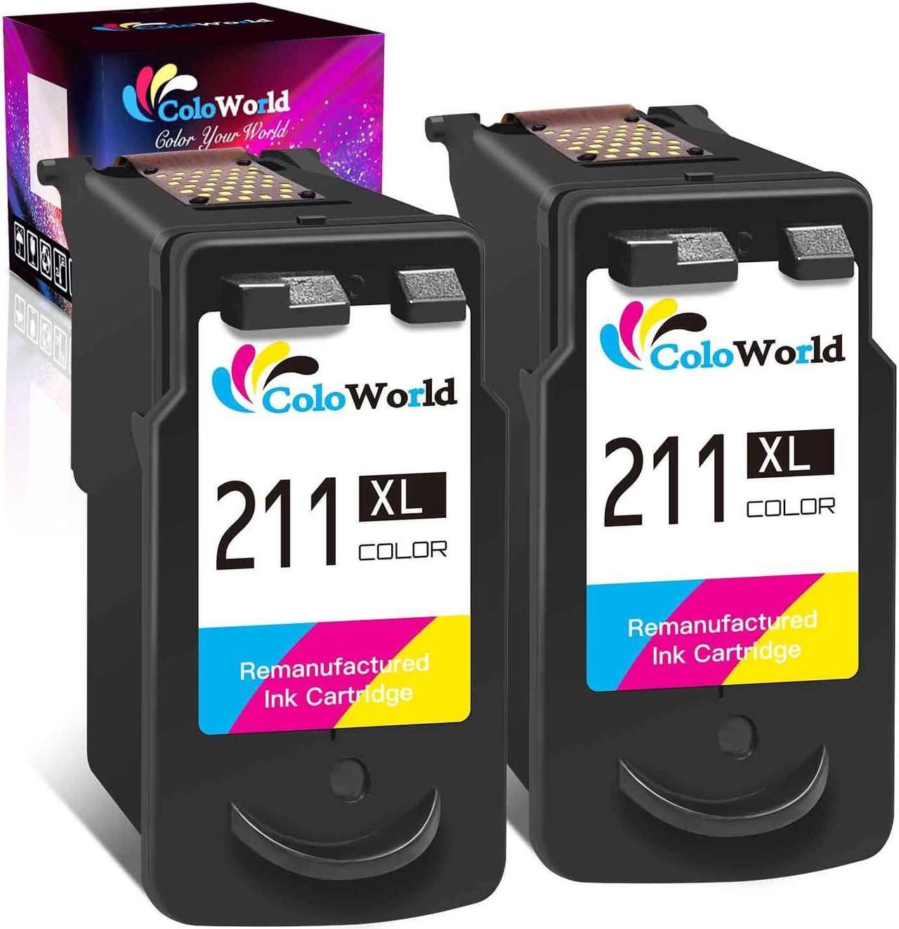 ColoWorld Remanufactured Ink Cartridges Replacement for Canon 211XL CL-211 (2 Tri-Color) Use in Pixma MP495 MX410 MX340 MP250 MX320 MP490 MP499 MX350 MX330 iP2702 MP480 MX420 MP280 iP2700 Printer