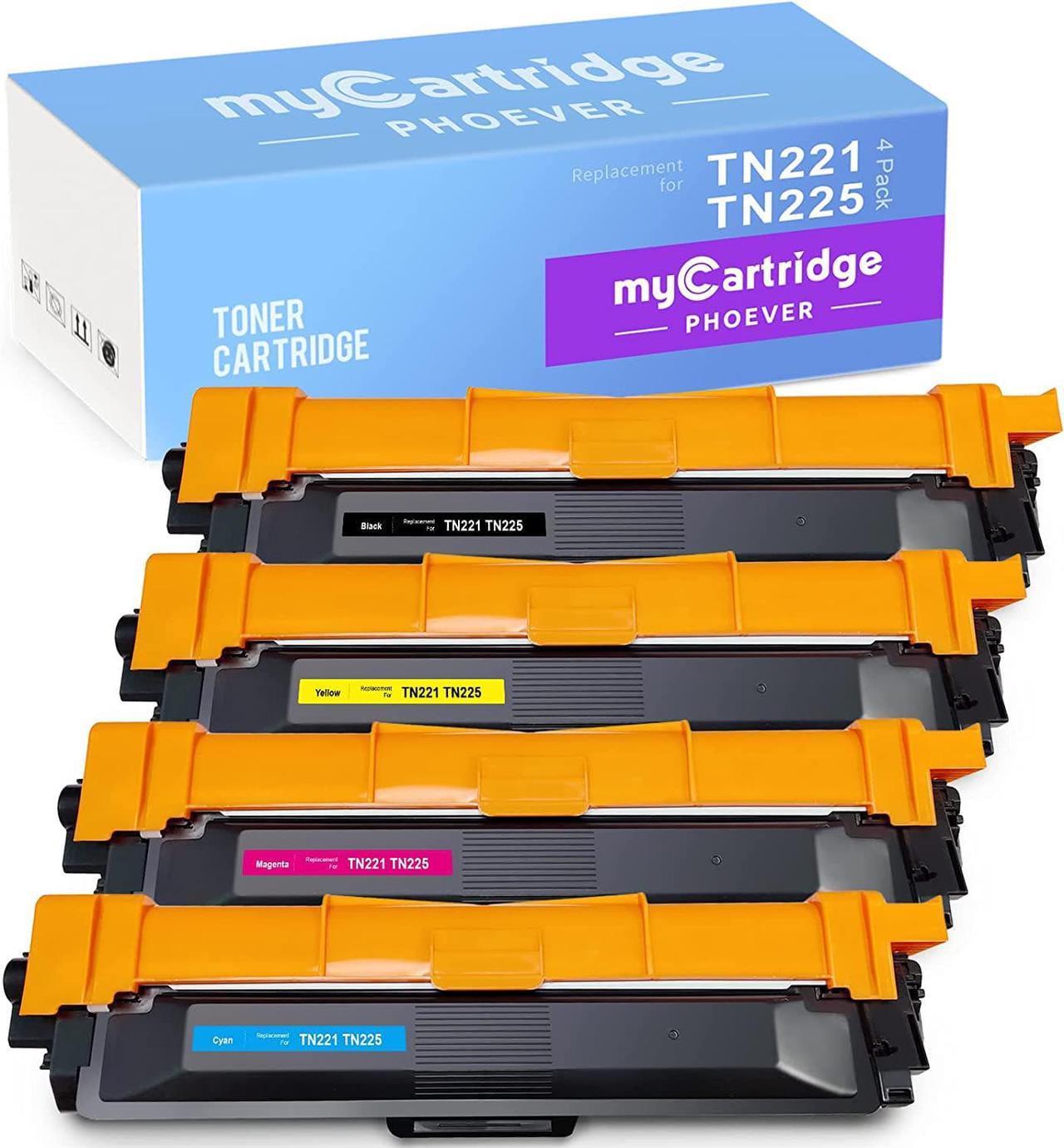 TN-221 TN-225 Combo Pack Compatible Toner Cartridge Replacement for Brother TN221 TN225 for HL-3140CW HL-3170CDW HL-3180 MFC-9130CW MFC-9330CDW Printer(Black, Cyan, Magenta, Yellow)