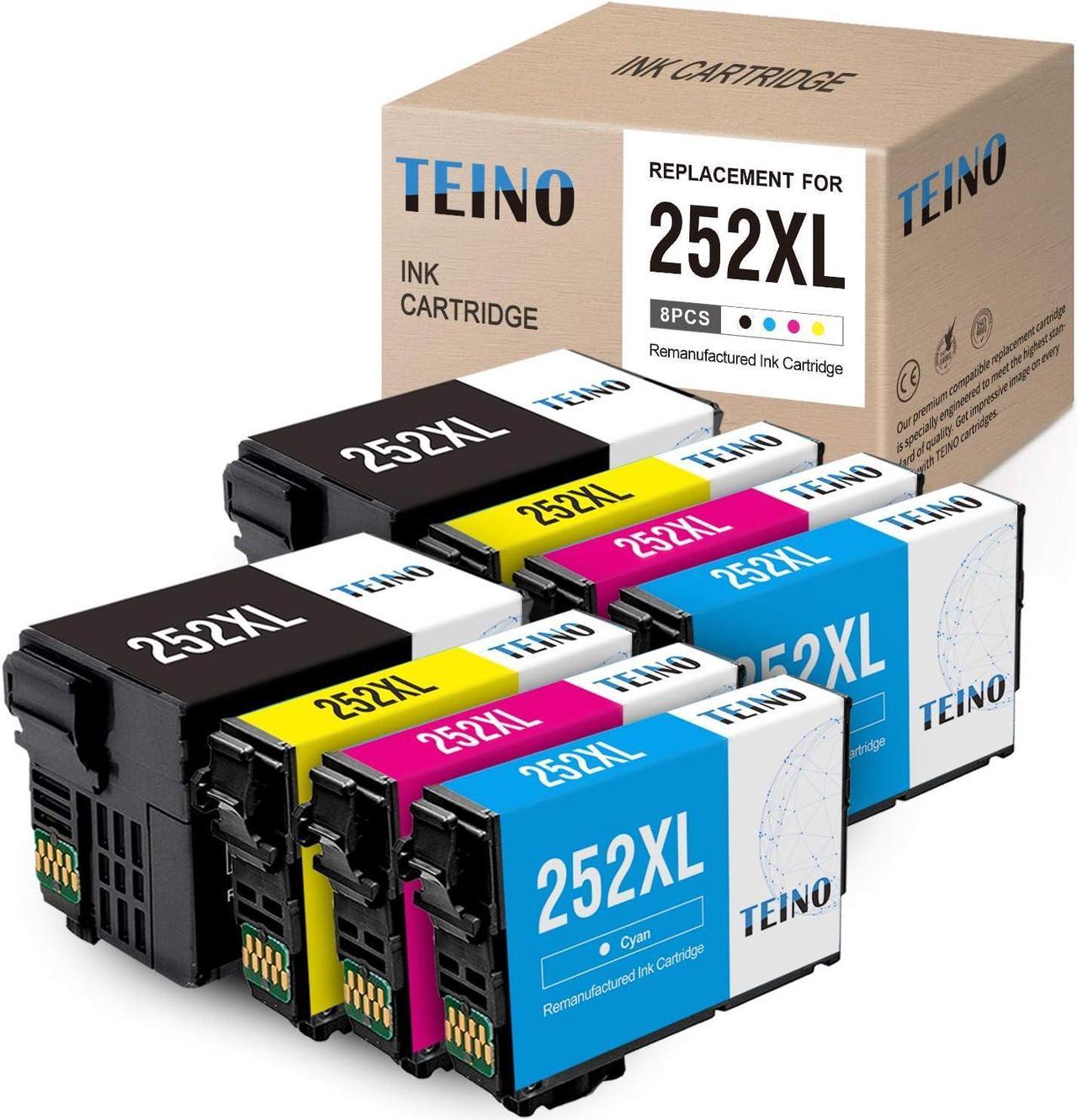 TEINO Remanufactured Ink Cartridges Replacement for Epson 252XL 252 XL for Workforce WF-7710 WF-3640 WF-7720 WF-3620 WF-7620 WF-7610 WF-7210 WF-7110 (2 Black, 2 Cyan, 2 Magenta, 2 Yellow, 8 Pack)