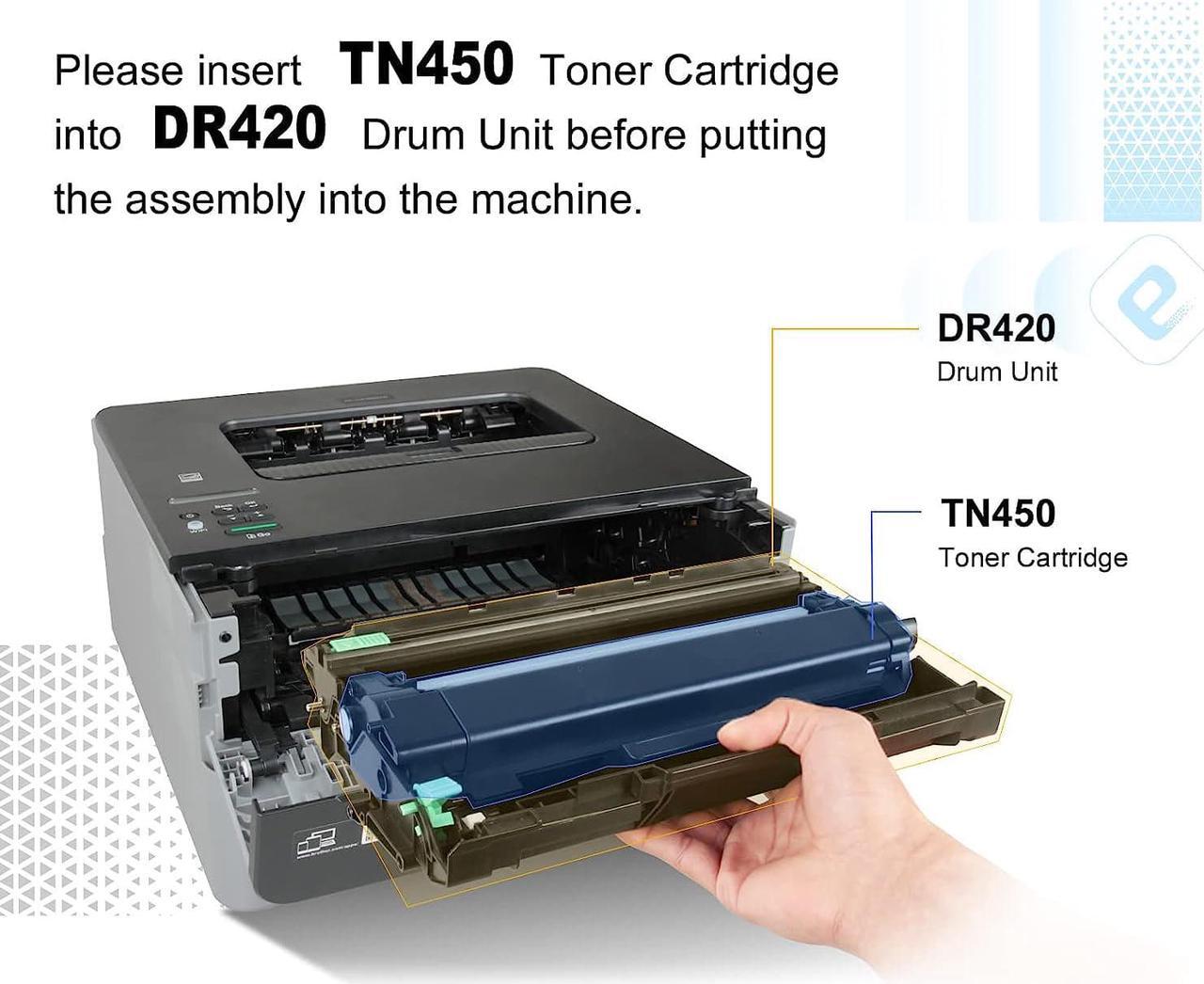 Alt view image 4 of 7 - TESEN TN450 TN420 Compatible Toner Cartridge Replacement  TN450 TN420 Black Toner Cartridge Use for HL-2270DW HL-2240 HL-2280DW MFC-7360N DCP-7065DN MFC-7240 IntelliFax-2840 4-Pack