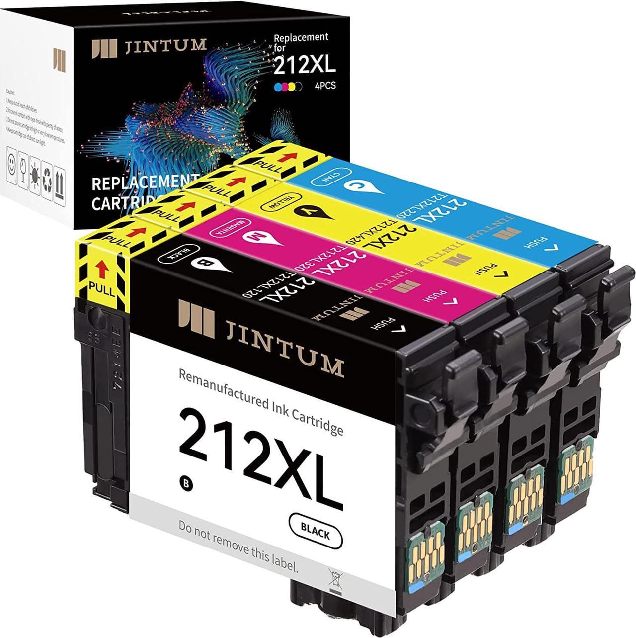 212XL Ink Cartridges Remanufactured Epson 212 Ink Cartridges for Epson 212XL T212XL for use with Expression Home XP-4100 XP-4105 Workforce WF-2850 WF-2830 Printer (4-Pack)