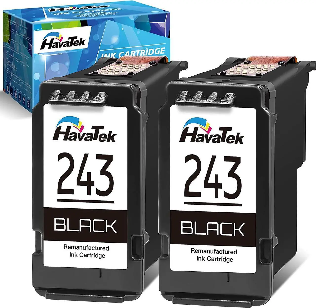Main image of HavaTek Remanufactured Ink Cartridge Replacement  PG-243 PG-245XL for Pixma MX492 MX490 MG2522 MG2922 MG2520 MG2920 MG3022 TR4520 MG2420 iP2820 TS202 TS3122 MG3029 TS3120 Printer (2 Black)