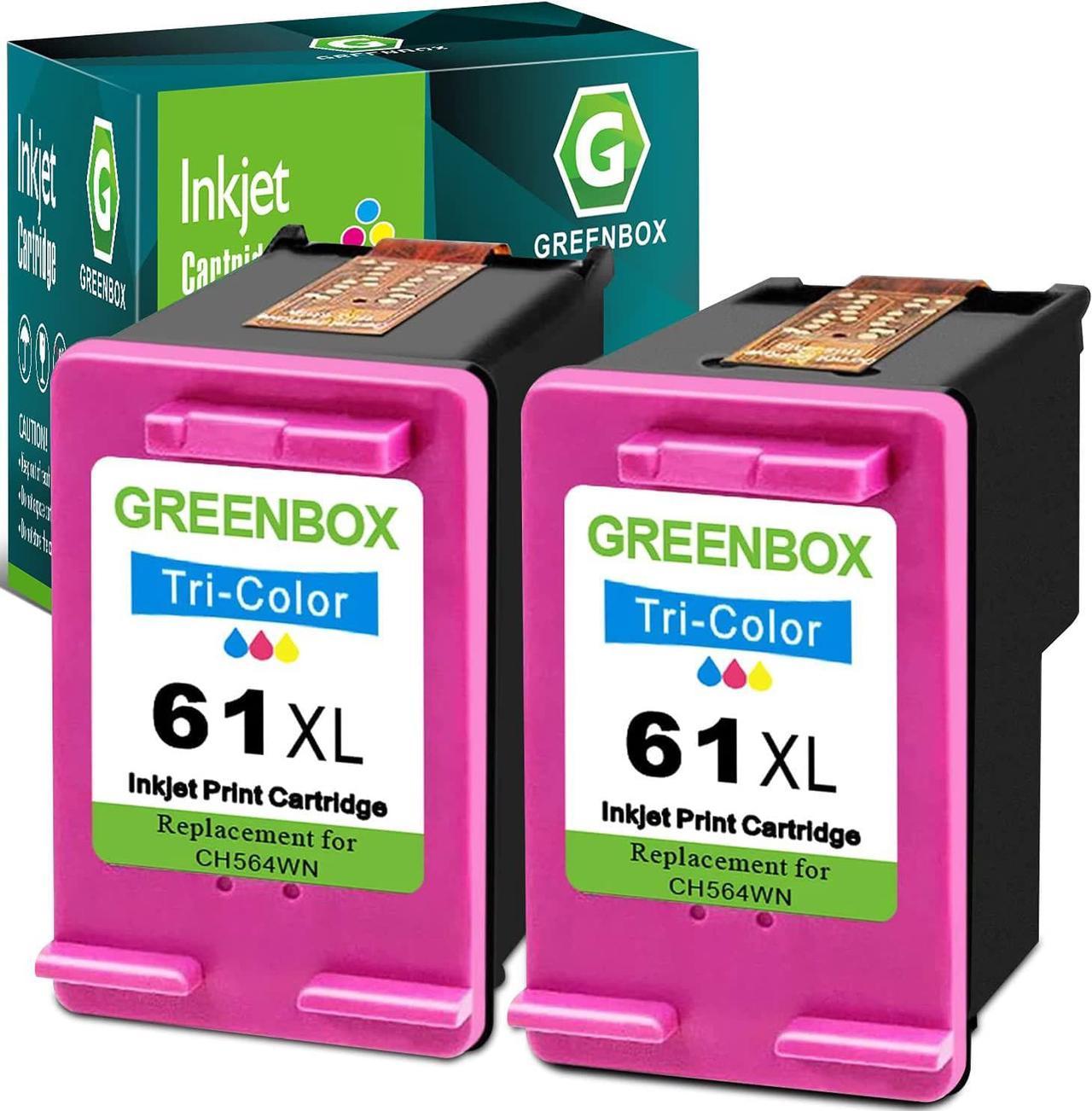 GREENBOX Remanufactured Ink Cartridge Replacement  61XL 61 XL  Envy 4500 5530 5534 5535, Deskjet 2540 1000 1010 1512 1510 3050, Officejet 4630 2620 4635 Printer (2 Tri-Color)