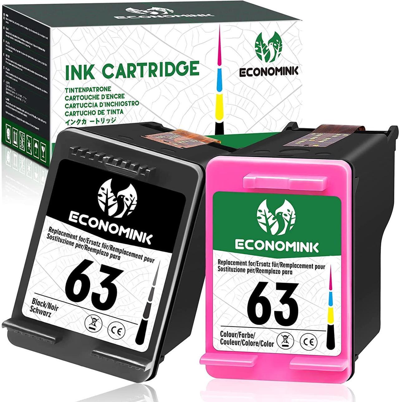 Economink Remanufactured Ink Cartridges Replacement  63 Black Color Combo Pack  OfficeJet 3830 5255 5258 4650 4655 4652 Envy 4520 4512 4511 4510 DeskJet 1111 1112 2130 2131 3630 Printers