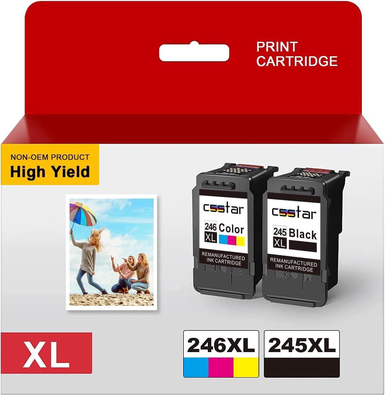 CSSTAR Remanufactured Ink Cartridges Replacement for Canon 245 246 PG-245XL CL-246XL for MX492 MX490 MX492 MG2522 MG2520 MG2922 IP2820 MG2920 MG2525 MG2420 Printer (Black & Color, 2-Pack)