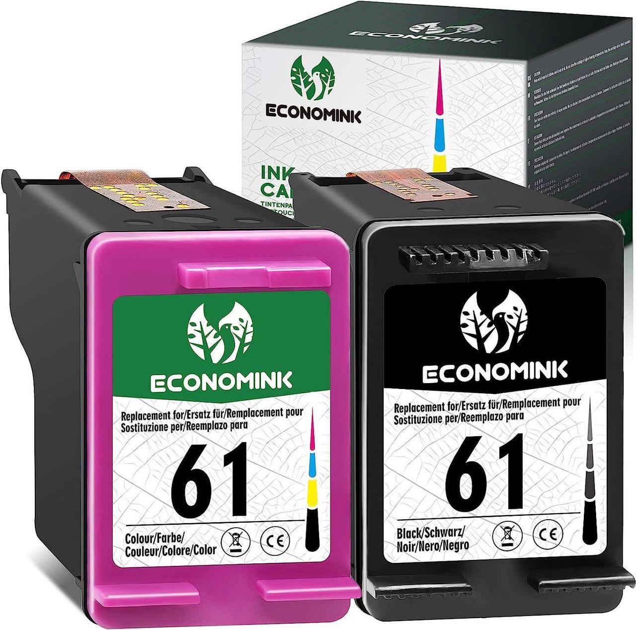 Economink Remanufactured Ink Cartridges Replacement  61 Black Color Combo for Envy 5530 4500 4502 5535 OfficeJet 4630 4635 4632 DeskJet 2540 1010 3050a 2542 2549 3510 2541 2548 1055 1512 Printer