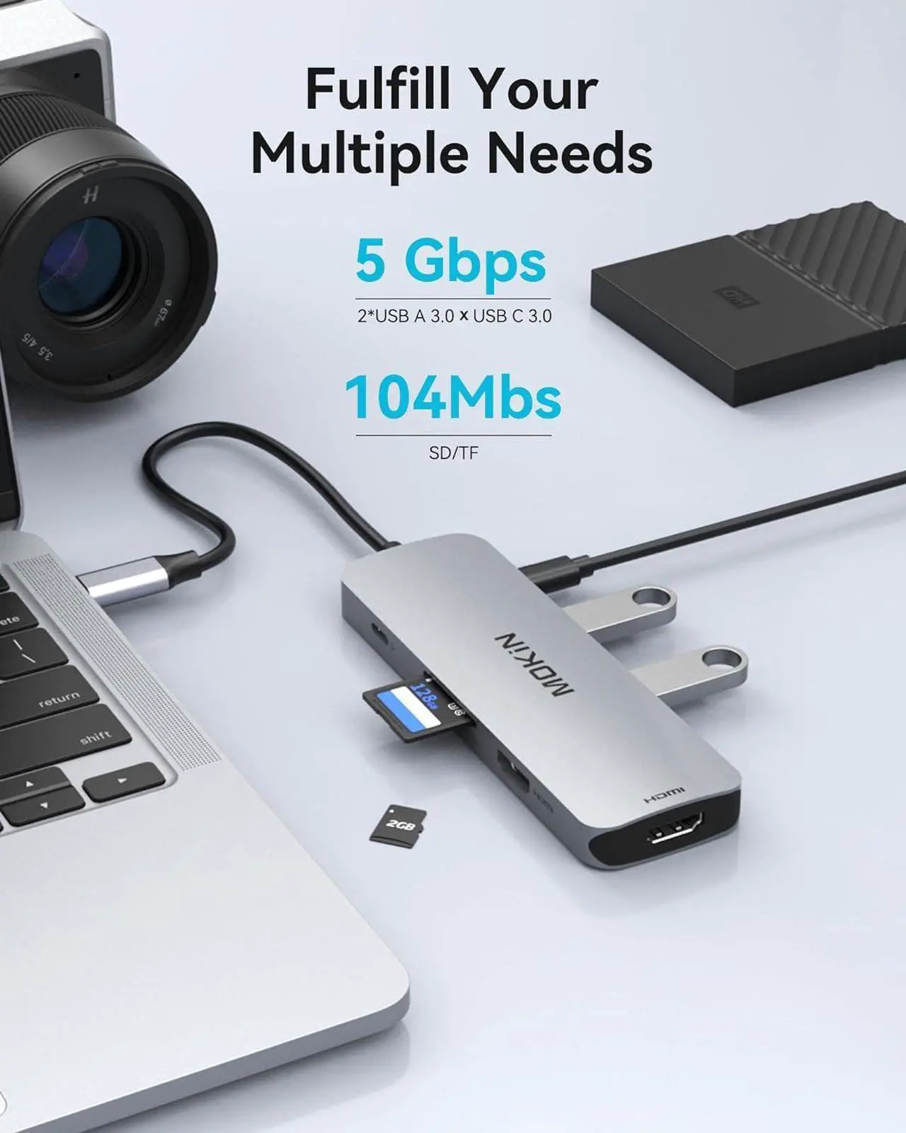 Alt view image 5 of 7 - MOKiN USB C Docking Station Dual Monitor, USB C to Dual HDMI Adapter, 8 in 1 Laptop Docking Station with 2 HDMI(4K @60Hz), PD Charging, USB A&C 3.0 Ports, SD/TF for /HP/Lenovo/Surface/Yoga etc