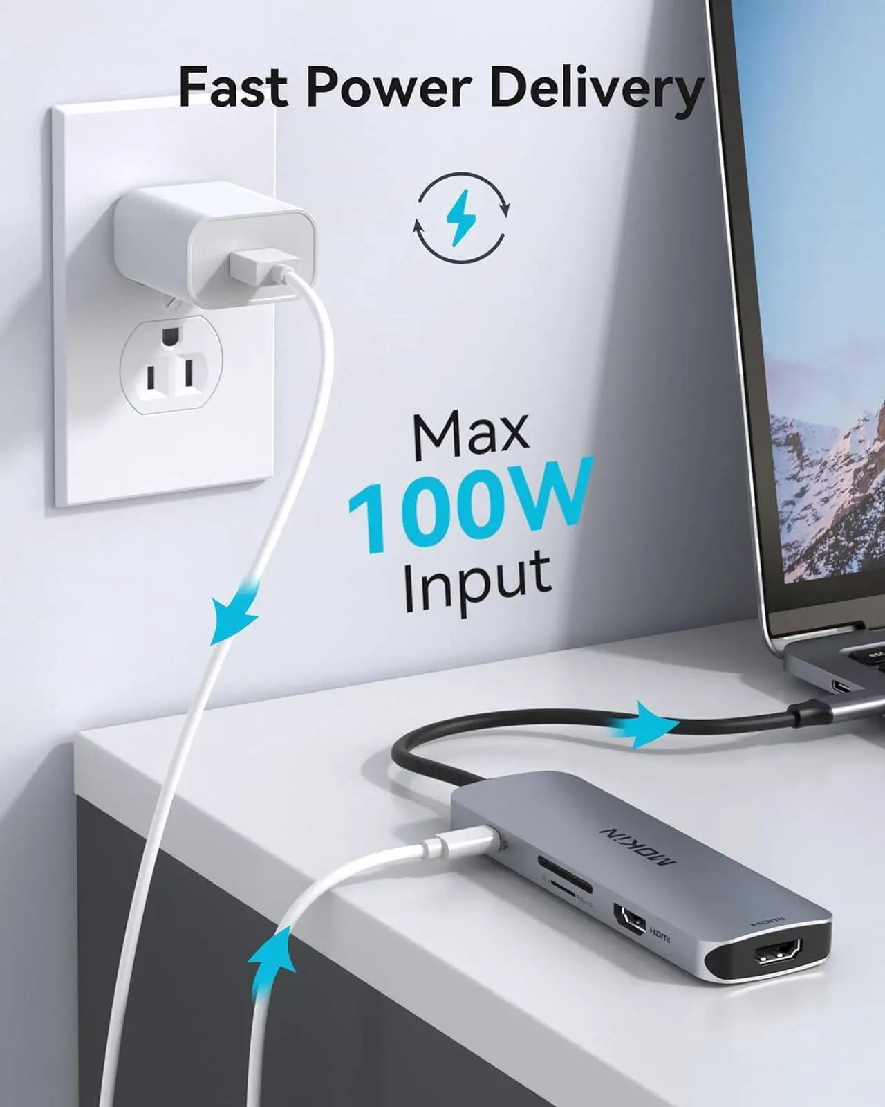 Alt view image 6 of 7 - MOKiN USB C Docking Station Dual Monitor, USB C to Dual HDMI Adapter, 8 in 1 Laptop Docking Station with 2 HDMI(4K @60Hz), PD Charging, USB A&C 3.0 Ports, SD/TF for /HP/Lenovo/Surface/Yoga etc