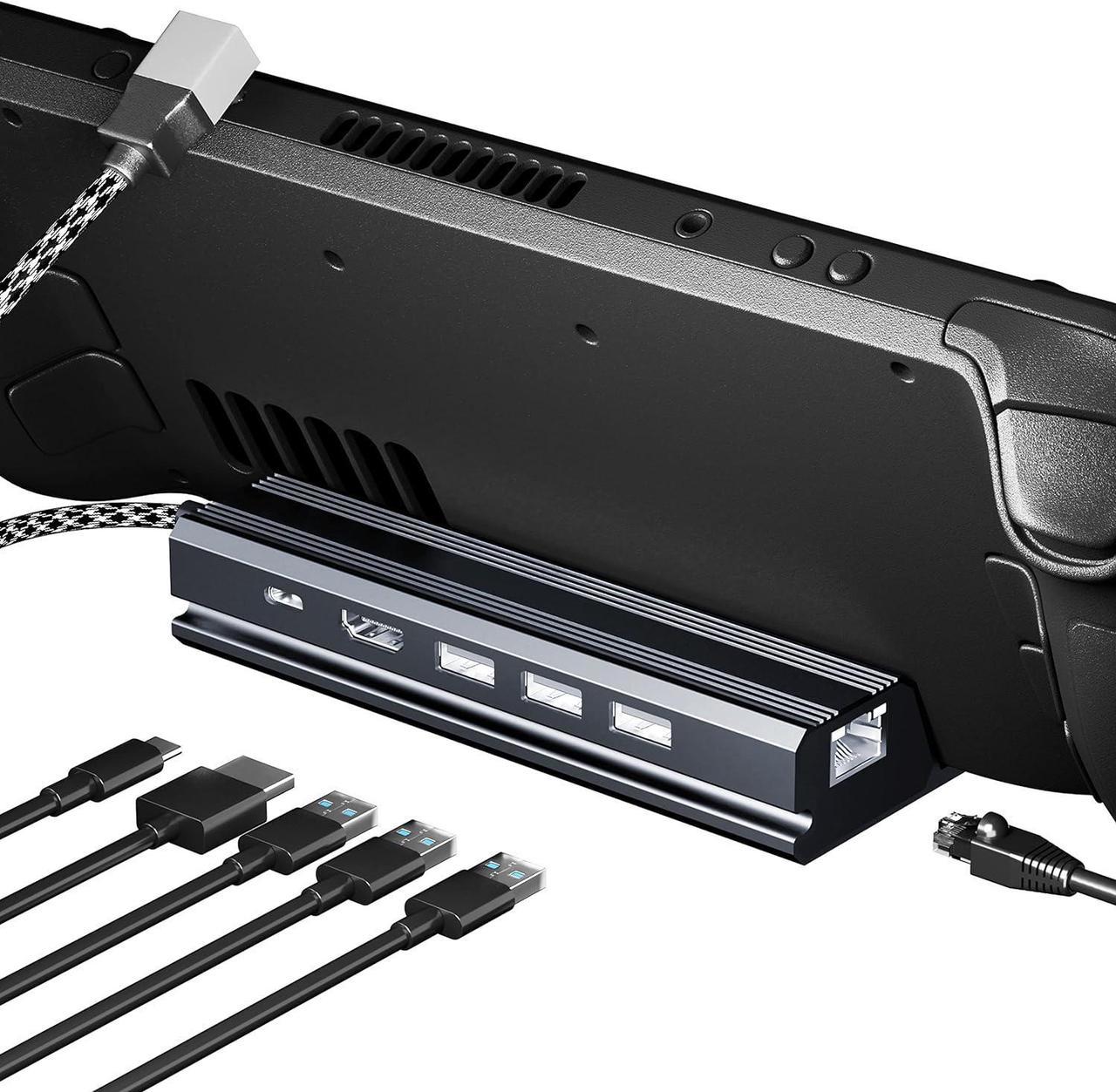 OTHA Docking Station Compatible with Steam Deck, 6-in-1 Steam Deck Dock with HDMI 2.0 4K@60Hz, Gigabit Ethernet, 3 USB-A 3.0 and Full Speed Charging USB-C Port Compatible with Valve Steam Deck-HB0603