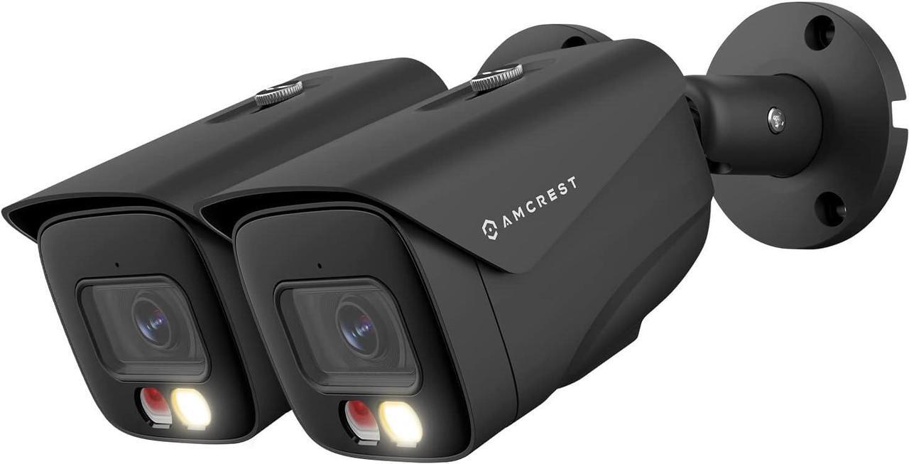 Main image of Amcrest 2-Pack UltraHD 4K IP PoE AI Camera, FOV 129°, 49ft Color Nightvision, Security Outdoor Bullet Camera, Human & Vehicle Detection, Active Deterrent, 4K @15fps, 2PACK-IP8M-2796EB-AI (Black)