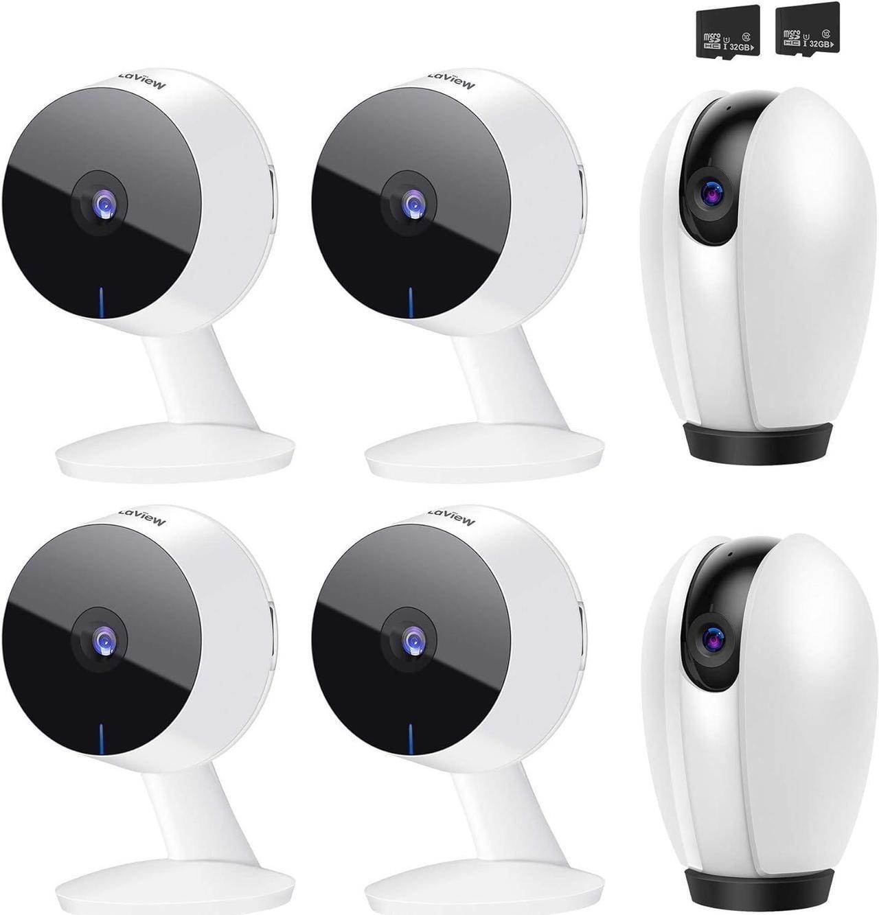 Main image of LaView Security Cameras for Home + 2X 32GB SD Cards,PT Home Security Camera System with Motion Detection,Two-Way Audio,Night Vision,Indoor WiFi Camera for Baby/pet,Alexa,USA Cloud Service