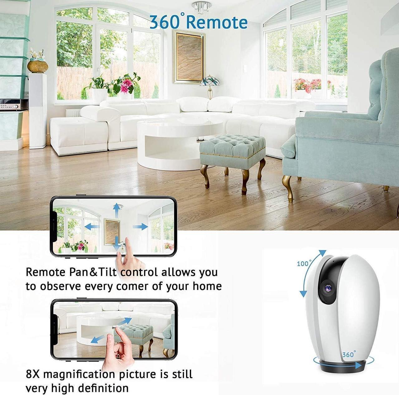 Alt view image 3 of 7 - LaView Security Cameras for Home + 2X 32GB SD Cards,PT Home Security Camera System with Motion Detection,Two-Way Audio,Night Vision,Indoor WiFi Camera for Baby/pet,Alexa,USA Cloud Service