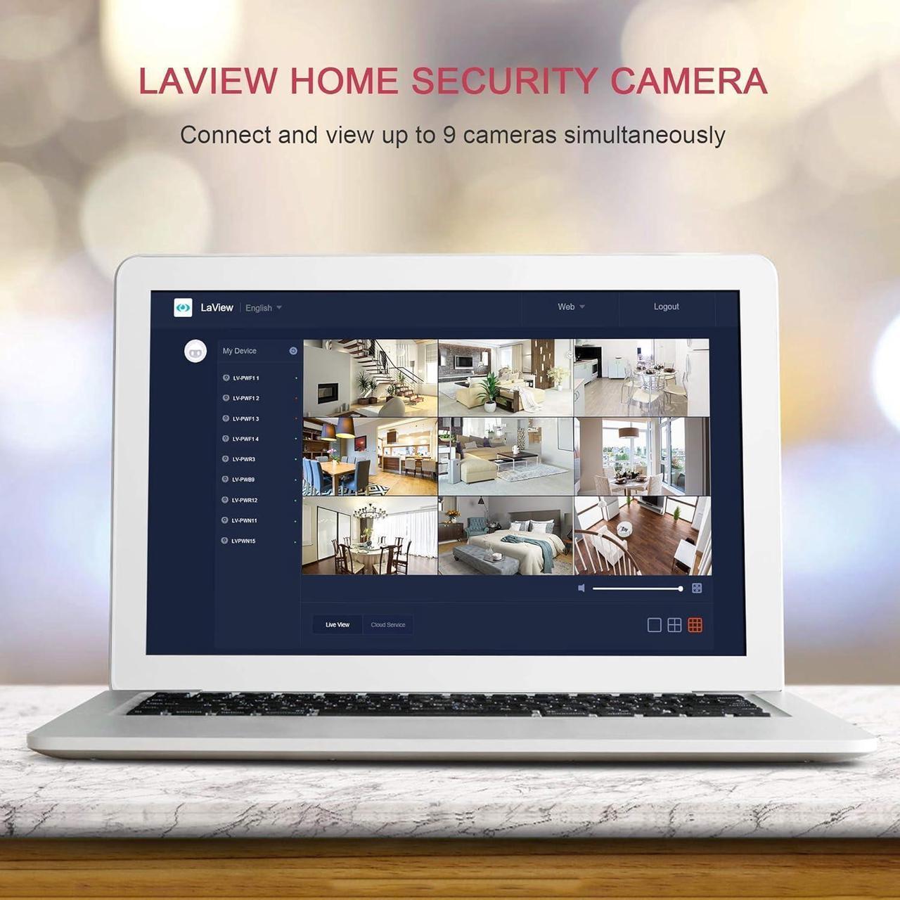 Alt view image 5 of 7 - LaView Security Cameras for Home + 2X 32GB SD Cards,PT Home Security Camera System with Motion Detection,Two-Way Audio,Night Vision,Indoor WiFi Camera for Baby/pet,Alexa,USA Cloud Service