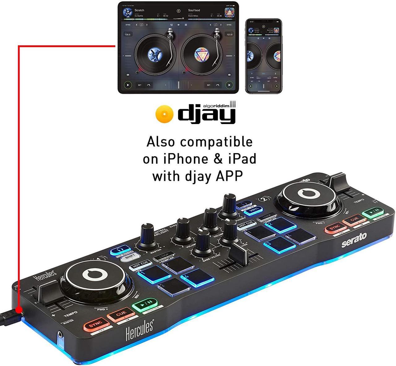 Alt view image 7 of 9 - Hercules DJCONTROL STARLIGHT Compact DJ Controller w/Built-in Serato Sound Card